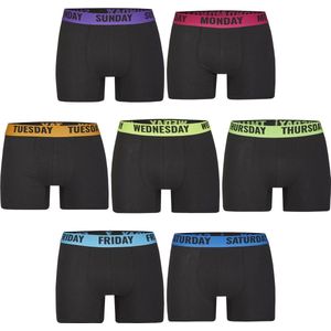 Happy Shorts 7-Pack Zwarte Boxershorts Heren Multipack Effen Zwart - Maat L