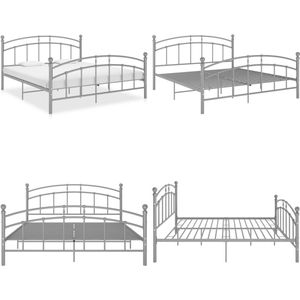 vidaXL Bedframe metaal grijs 160x200 cm - Bedframe - Bedframes - Tweepersoonsbed - Tweepersoonsbedden