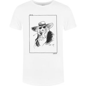 Collect The Label - Vrouw Hoed Tekening T-shirt - Wit - Unisex - S