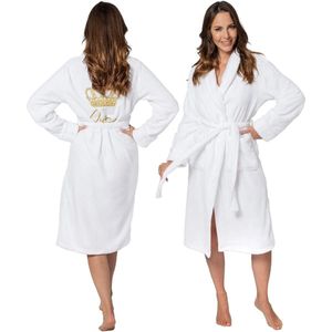 REA Damesbadjas - Wit - Microvezel - L/XL - Elegant en Comfortabel