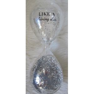 Zilveren Glitter Zandloper 20 cm van Glas