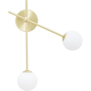 Wandlamp Moon messing en matte melkglas bollen