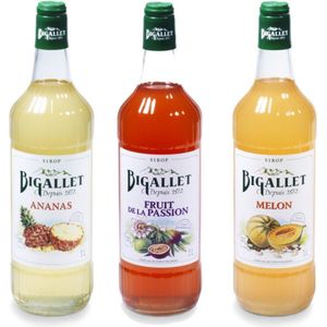Bigallet sodamaker limonadesiroop voordeelpakket Ananas, Passiefruit & Meloen - 3 x 100 cl