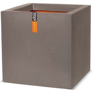 Capi Europe - Bloempot vierkant Smooth NL - 30x30 - Warm taupe - Opening Ø24 - Bloempot voor binnen en buiten - Levenslang garantie - Breukbestendig - 100% Recyclebaar - CO2 Neutraal geproduceerd - KWT902