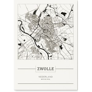 Stadskaart Zwolle - Plattegrond Zwolle – city map – Dibond muurdecoratie 30 x 40 cm
