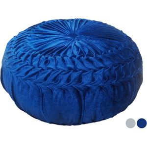 SVJ Poef - 45x45x30 cm - Fluweel - Donkerblauw