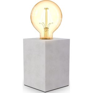 B.K.Licht - Scandinavische Tafellamp - beton - grijze industriële bedlamp - slaapkamer lamp - hoekig 9x9x13 cm - E27 fitting - excl. lichtbron