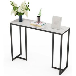 Tafel - Consoletafel - Haltafel - Marmer Look - Luxe Bijzettafel - voor Woonkamer - Hal - Slaapkamer - 100x30x78.5cm - Koud Jadeiet Zwart