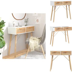 vidaXL Wandtafel - Wandtafels - Consoletafel - Houten Wandtafel - Wandtafel 80x30x75 cm massief grenenhout en natuurlijk rattan
