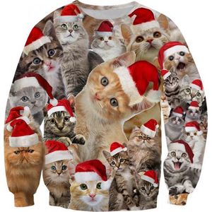 Foute Kersttrui met fluffy katten - M