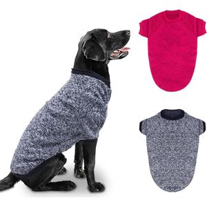 Pakket van 2 grote hondentruien voor winterhonden, klassieke gebreide trui, zachte verdikking, warme hondenkleding voor middelgrote honden, 5XL.