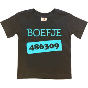 T-shirt Kinderen ""Boefje 486309"" | korte mouw | zwart/aquablauw | maat 110/116