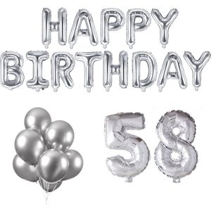 58 jaar Verjaardag Versiering Ballon Pakket Zilver