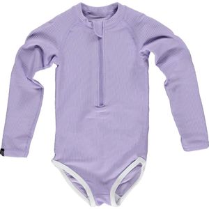 Beach & Bandits - UV Badpak voor meisjes - Ribbed - Lavendel - maat 104-110cm - UPF50+ Zonbescherming - Ademend materiaal