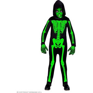 Widmann - Spook & Skelet Kostuum - Misselijkmakend Groen Skelet Kind Kostuum - Groen, Zwart - Maat 128 - Halloween - Verkleedkleding