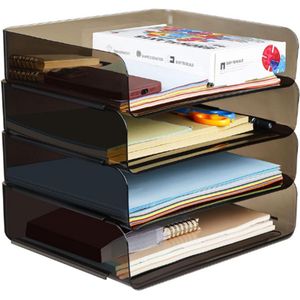 4 Stuks Stapelbare Brievenbakken A4 - Kunststof Documentenladen Voor Bureau - Opbergmanden Voor Thuis - School - Kantoor - A4 Papierlade Bureau Organizer