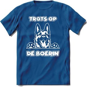 T-Shirt Knaller T-Shirt|Trots op de boerin / Boerenprotest / Steun de boer|Heren / Dames Kleding shirt Herdershond|Kleur Blauw|Maat XXL