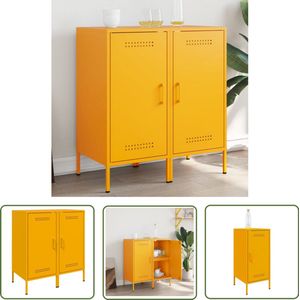 vidaXL Industrieel Design - Dressoirs - Dressoirs 2 st 36x39x79 cm staal mosterdgeel - Mustardkleur - Staaldresser - Salontafel
