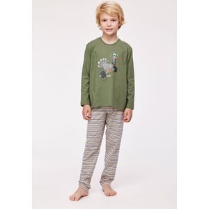 Woody pyjama jongens/heren - kakigroen - kalkoen - 232-10-PLS-S/753 - maat 164