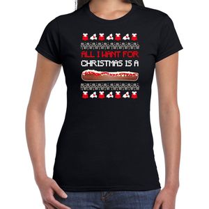 Bellatio Decorations fout kersttrui t-shirt dames - Frikandel speciaal - zwart - Frituur snack S