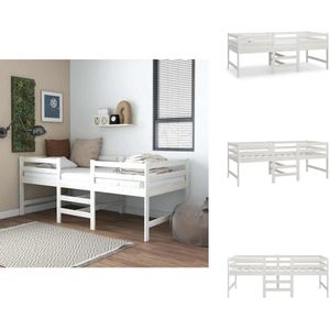 vidaXL Bedframe - Bedframes - Bed - Eenpersoonsbed - Bedframe zonder matras massief grenenhout wit 90x200 cm