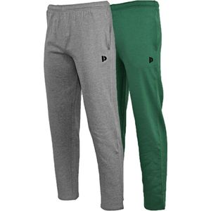 2- Pack Donnay Joggingbroek met rechte pijp - Sportbroek - Heren - Maat 3XL - Forrest green/Silver-marl (534)