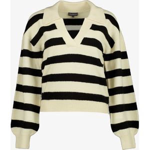 TwoDay dames trui met strepen ecru/zwart - Maat XL