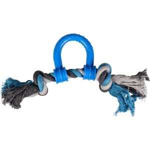 Duvoplus - Speelgoed Voor Dieren - Hond - Knoop Katoen Trekring Met Plastiek 30cm Grijs/blauw - 1st