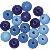 Gekleurde blauwe hobby kralen van hout 6mm - 115x stuks - DIY sieraden maken - Kralen rijgen hobby materiaal