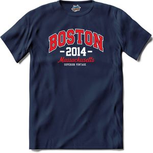 Boston 2014 | Boston - Vintage - Retro - T-Shirt - Unisex - Navy Blue - Maat XXL