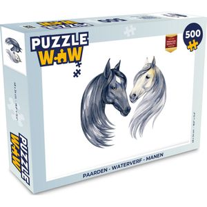 Puzzel Paarden - Waterverf - Manen - Meisjes - Kinderen - Meiden - Legpuzzel - Puzzel 500 stukjes
