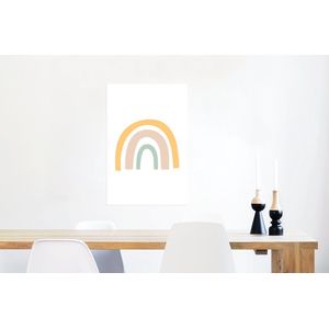 Poster Kinderillustratie met een regenboog van roze met blauwe en oranje kleuren - Kids - Kind - Baby - 40x60 cm - Poster Babykamer