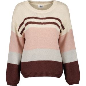 Blue Seven Trui Dames - Gebreide Truien Dames - Gestreepte Trui - Bordeaux/Ecru/Roze/Beige - Maat 42