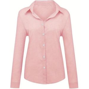 Nivard Linnen Blouse Dames - T-Shirt - Polo - Overhemd - Shirt - Zomer - Ibiza Stijl - Wit - Maat S