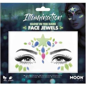 Moon Creations - Moon Glow - Illumination - Glow In The Dark Gezicht Diamanten Sticker - Multicolours
