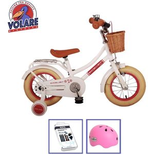 Volare Kinderfiets Excellent - 12 inch - Wit - Met fietshelm & accessoires