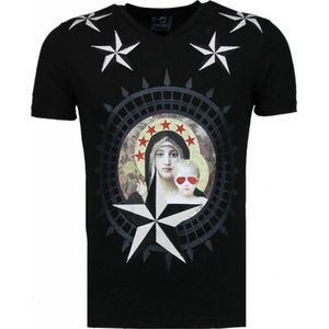 Holy Mary - Rhinestone T-shirt - Zwart
