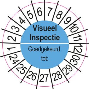 50 Keuringsstickers Visueel Inspectie Rond 35 mm Strips van 5 stuks