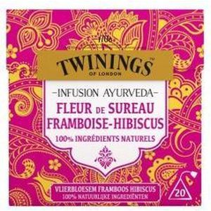 Twinings Ayurveda vlierbloesem framboos hibiscus 20 zakjes