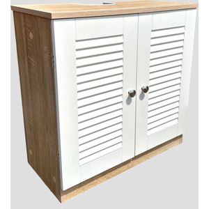 RST Design- wastafelonderkast Amelle -wastafelkast- badkamerkast- onderkast- badmeubel- badmeubelkast-wastafelmeubel- Wit/Eiken- 60 x 30 x 60 cm