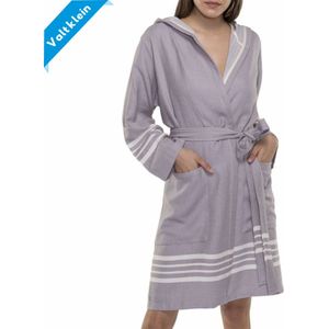 Hamam Badjas Sun Light Grey - L* - korte sauna badjas met capuchon - ochtendjas - duster - dunne badjas - unisex - twinning