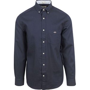 Gant - Casual Overhemd Honeycomb Texture Navy - Heren - Maat M - Regular-fit