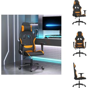 vidaXL Gamestoel - Ergonomisch design - Massagefunctie - Verstelbare rugleuning en voetensteun - Stevig en stabiel frame - Zwart/Oranje - Bureaustoel