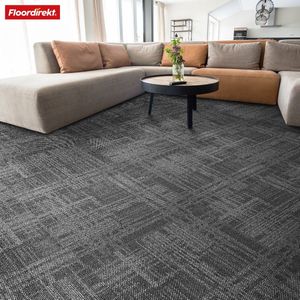 FLOORDIREKT Tapijttegels Luzern - 1 Stuk - 50 x 50 cm - Comfortabel & Geluidsabsorberend - Geschikt voor Vloerverwarming - Grijs