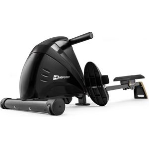 Hop-Sport Magnetische Roeier HS-030R Boost, 10 Niveaus Van Stille Magnetische Weerstand, Vliegwiel 9 kg, Indoor Opvouwbare Roeimachine, LCD Monitor en Transport Wielen, voor Thuisgebruik, Goud