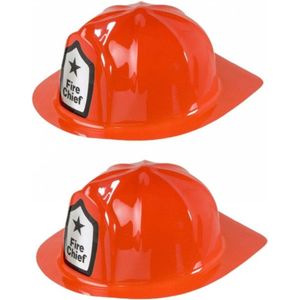 2x Stuks Rode Brandweer Verkleed Helm - Carnaval en Verkleed Accessoires - Hoeden/Helmen