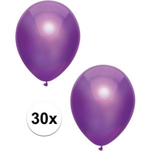 30x Paarse metallic ballonnen 30 cm - Feestversiering/decoratie ballonnen paars