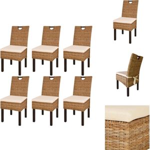 vidaXL Kubu Rattan Eetkamerstoelen - 46x57x96 cm - Natuurlijke rattan kleur - Handgemaakt - Eetkamerstoel