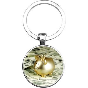 Sleutelhanger Glas - Goud Spaarvarken