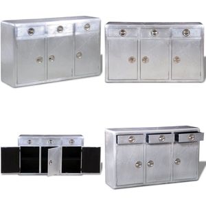 vidaXL Dressoir met 3 lades vintage luchtvaartstijl aluminium - Dressoir - Dressoirs - Kastje - Kastjes